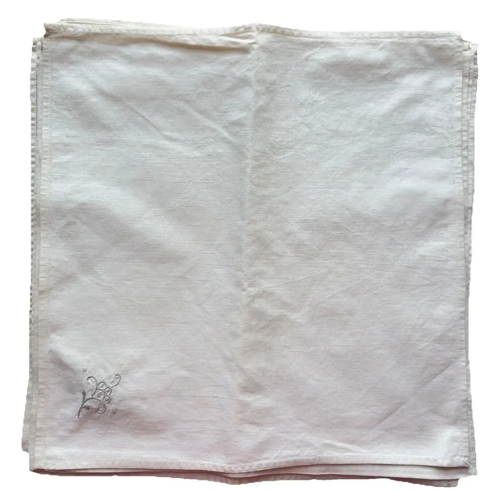 VTG Brodee Hand- Crochet Linen Table Cloth, Square Center Piece‎ & 12 Napkins